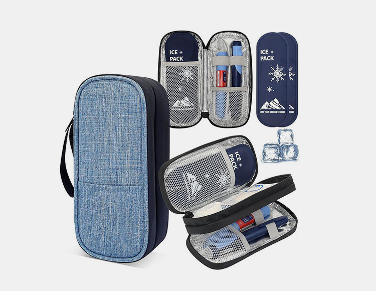 Ice packs for storage of insulin vials