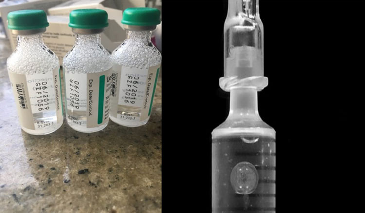 Trapped air inside vials and syringes