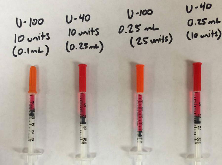 Units of insulin vial and Syringe