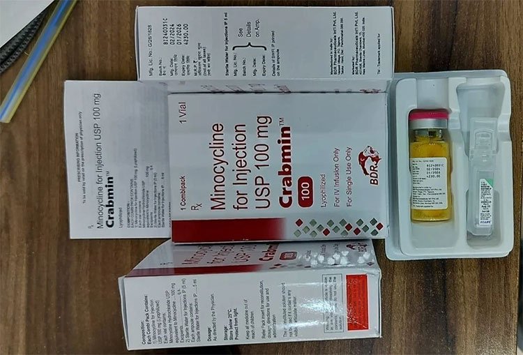 Vial Of Gum Antibiotic Injection Is Dispensed With Sterile Water For Injection