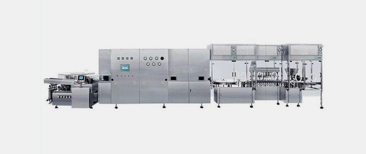 Vial filling line for liquids