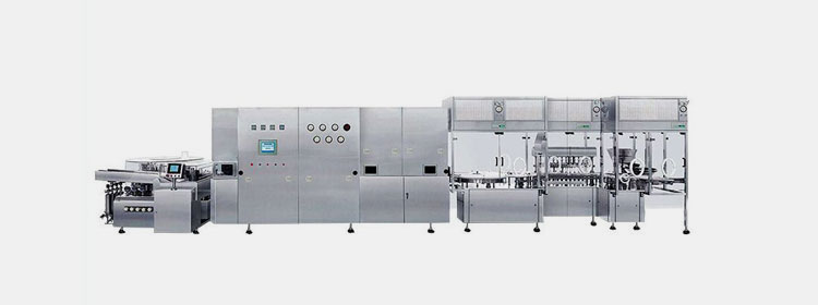 Vial filling line for liquids