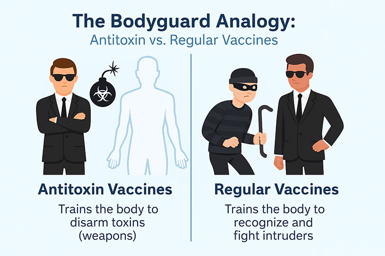 Antitoxin vaccine VS regular vaccines