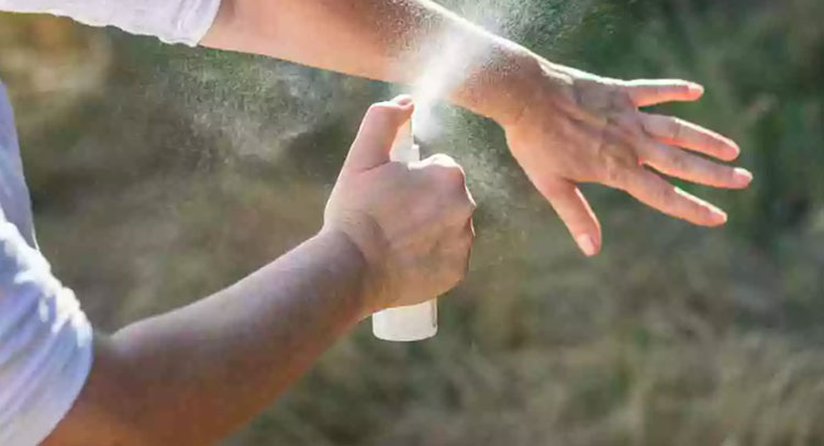 Contact of insect repellent deet