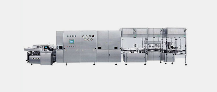 Vial filling and sealing machine for liquid