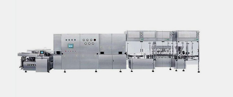 Vial filling line for liquid