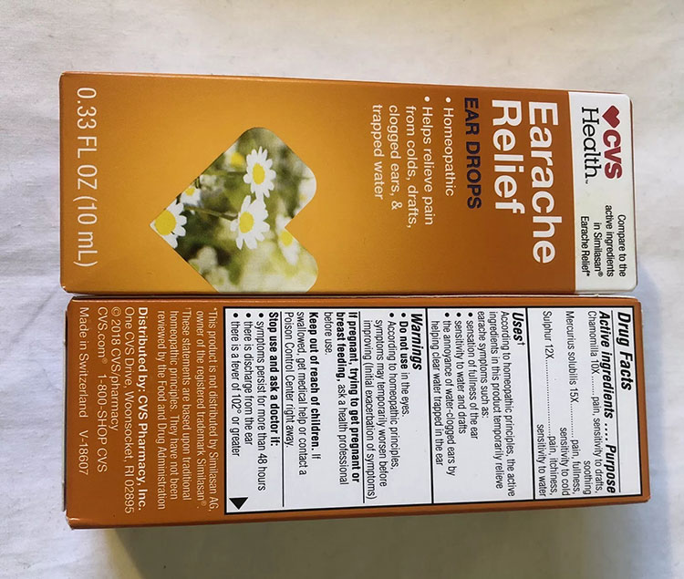 Cvs pharmacy earache relief drops packaging